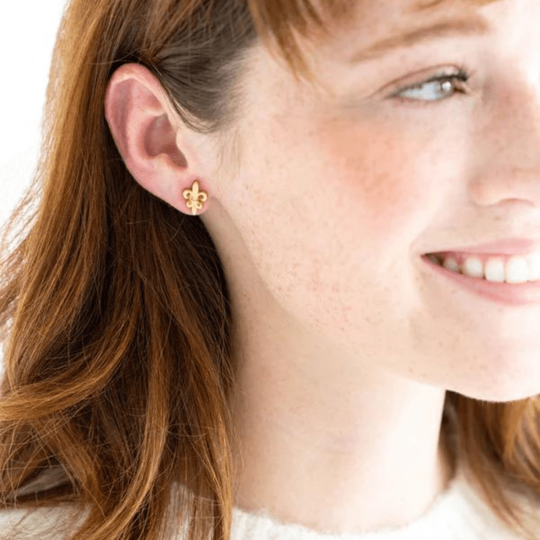Susan Shaw Mini Fleur de Lis Studs - Gold - Susan Shaw