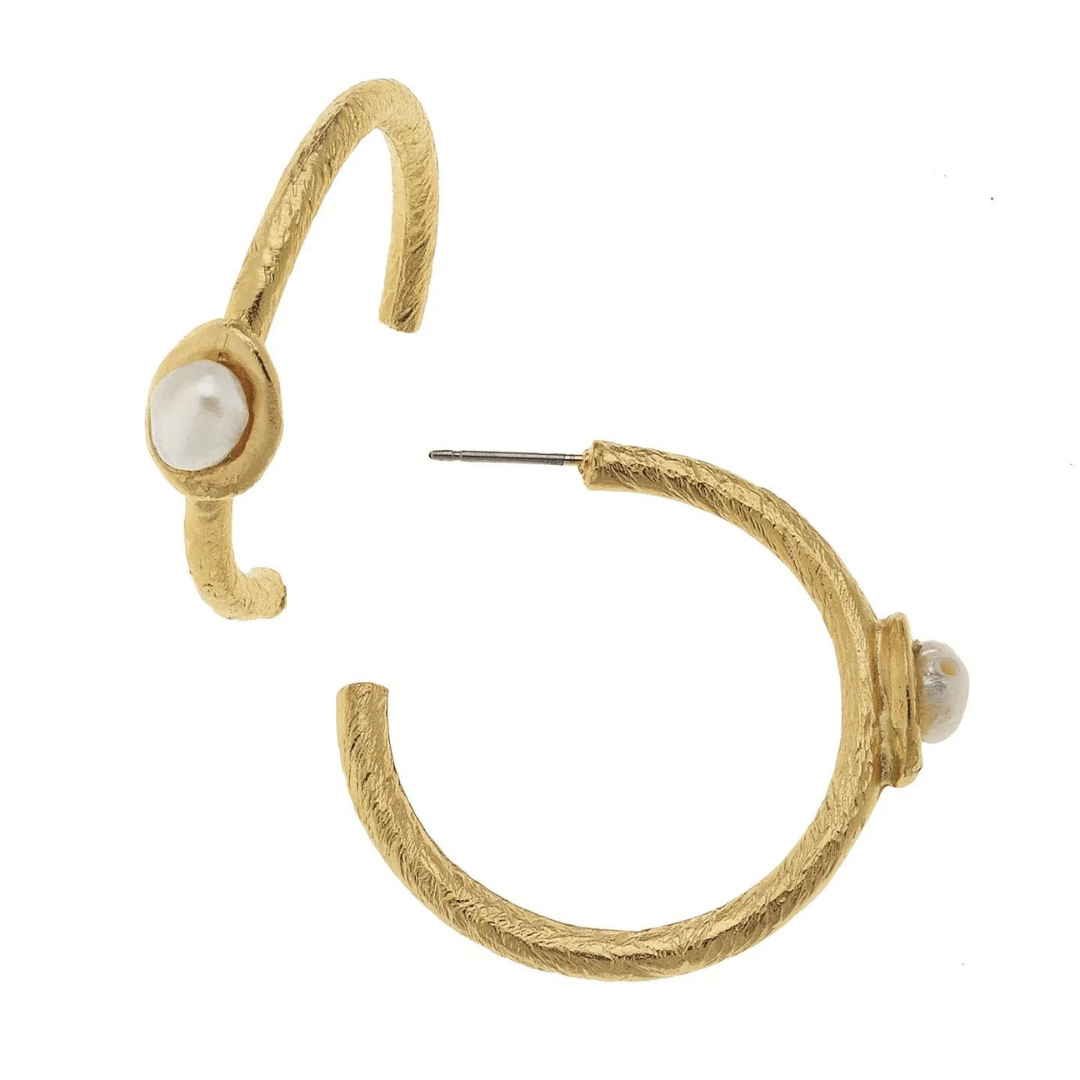 Susan Shaw Mini Pearl Hoops - Susan Shaw