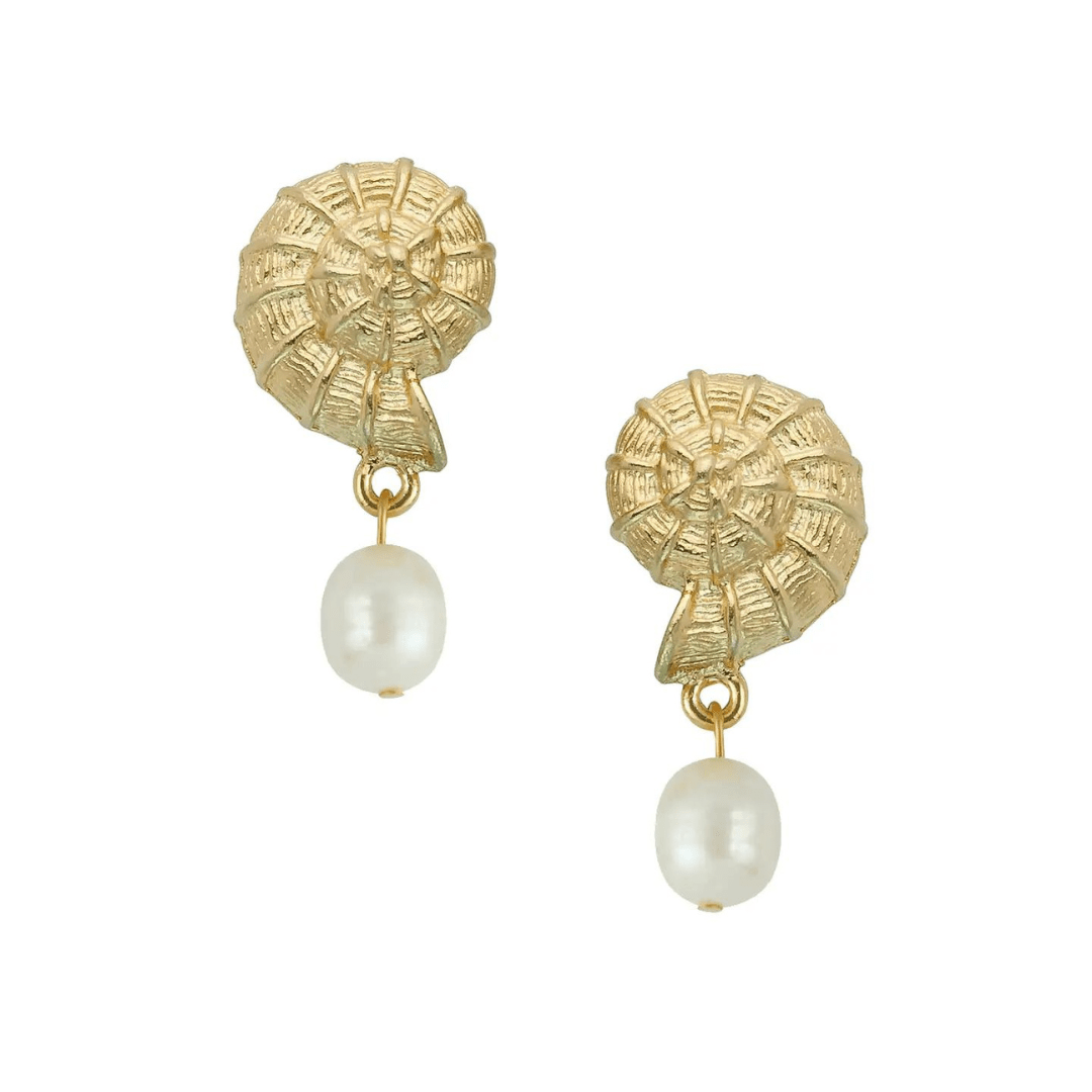 Susan Shaw Nautical Shell + Pearl Earrings - Susan Shaw