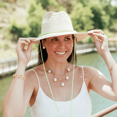 Susan Shaw Paperclip Necklace w/ Pearl - Susan Shaw