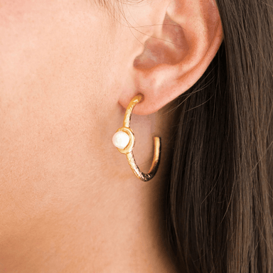 Susan Shaw Silver & White Freshwater Pearl Earrings - Susan Shaw