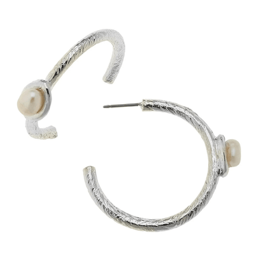 Susan Shaw Silver & White Freshwater Pearl Earrings - Susan Shaw
