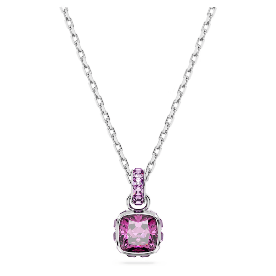Swarovski Birthstone Square Pendant - Silver - Swarovski