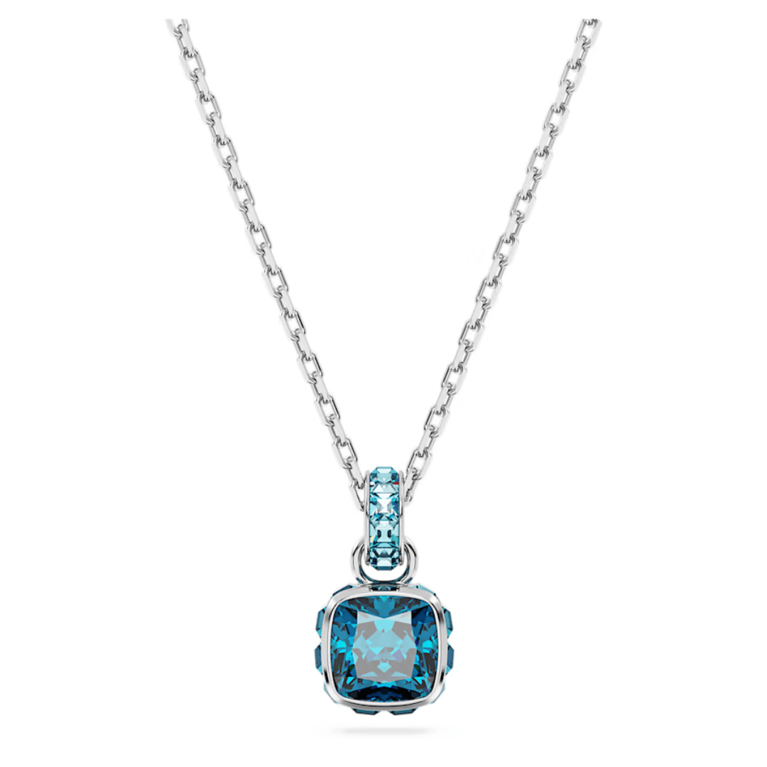 Swarovski Birthstone Square Pendant - Silver - Swarovski