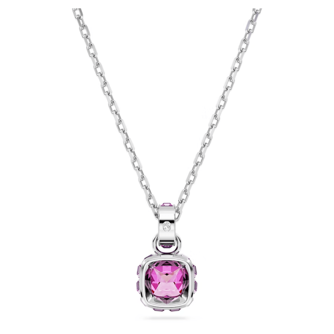 Swarovski Birthstone Square Pendant - Silver - Swarovski