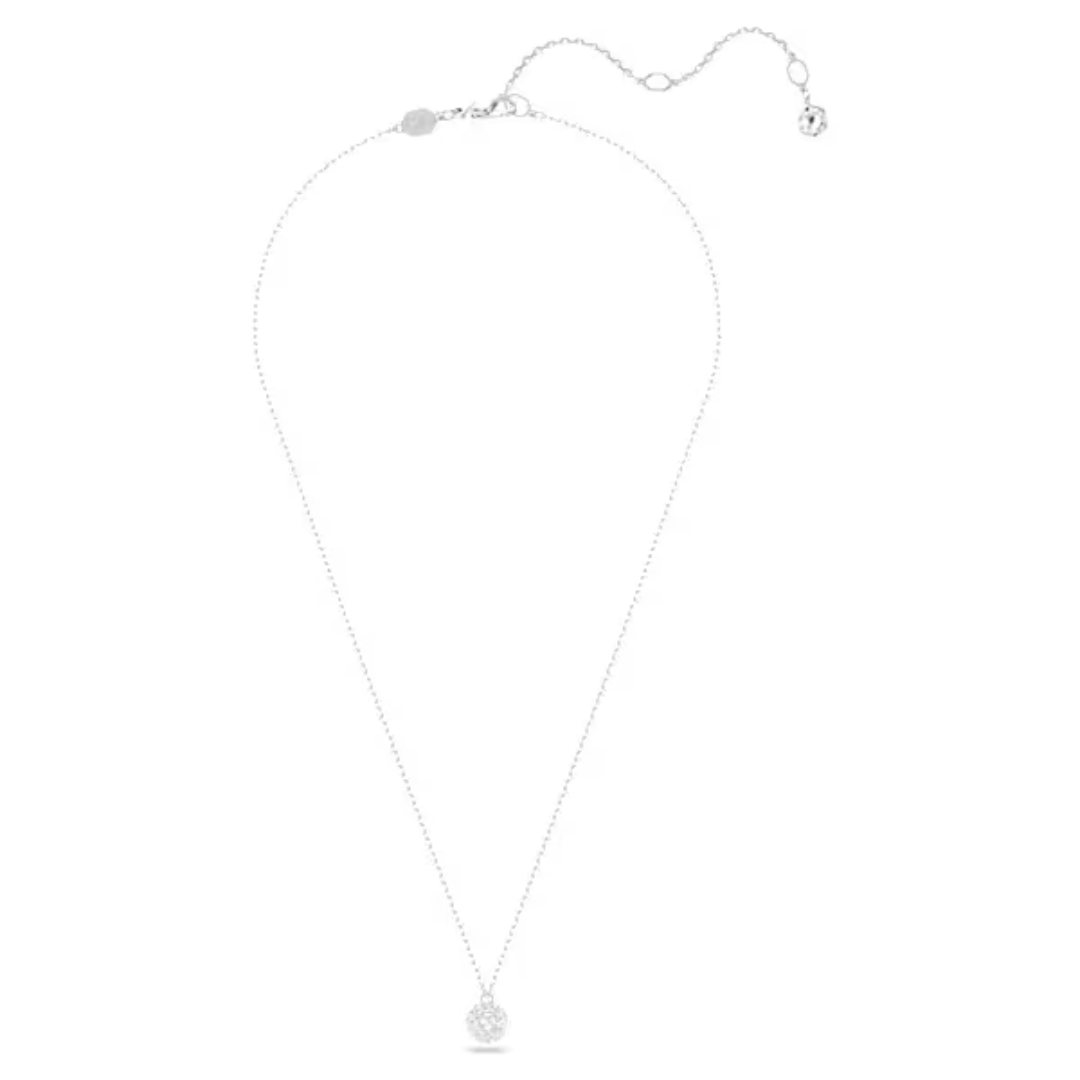 Swarovski Dextera Round Pendant Necklace - White/Rhodium - Swarovski