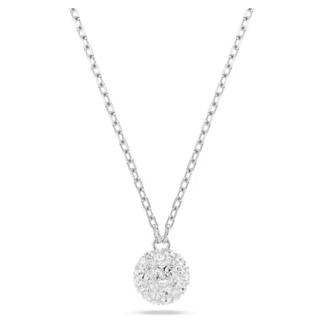 Swarovski Dextera Round Pendant Necklace - White/Rhodium - Swarovski