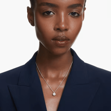 Swarovski Dextera Round Pendant Necklace - White/Rhodium - Swarovski