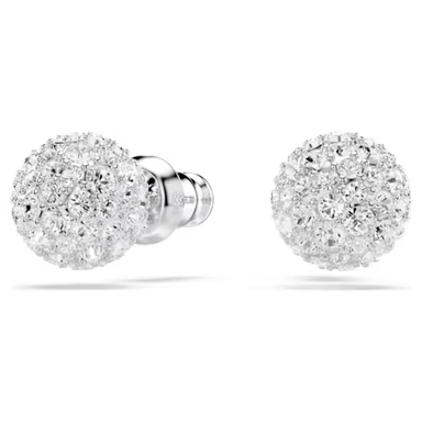Swarovski Dextera Round Stud Earrings - White/Rhodium - Swarovski