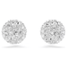 Swarovski Dextera Round Stud Earrings - White/Rhodium - Swarovski