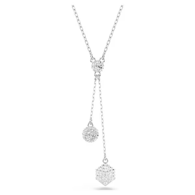 Swarovski Dextera Sphere and Cube Pendant Necklace - White/Rhodium - Swarovski