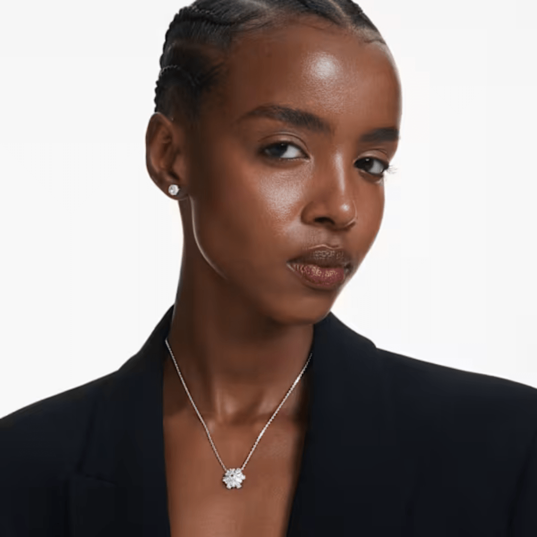 Swarovski Idyllia Snowflake Earrings and Necklace Set - White/Rhodium - Swarovski