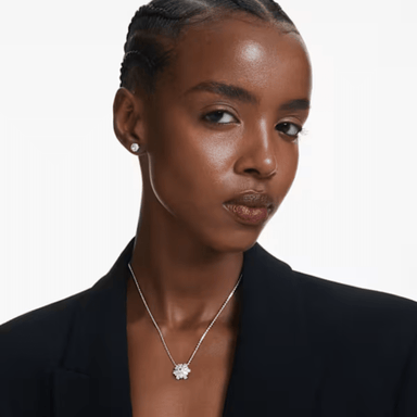 Swarovski Idyllia Snowflake Earrings and Necklace Set - White/Rhodium - Swarovski