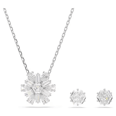 Swarovski Idyllia Snowflake Earrings and Necklace Set - White/Rhodium - Swarovski