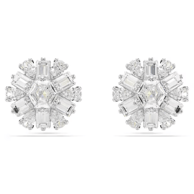Swarovski Idyllia Snowflake Stud Earrings - White/Rhodium - Swarovski