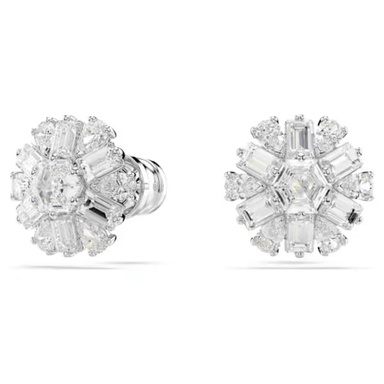Swarovski Idyllia Snowflake Stud Earrings - White/Rhodium - Swarovski