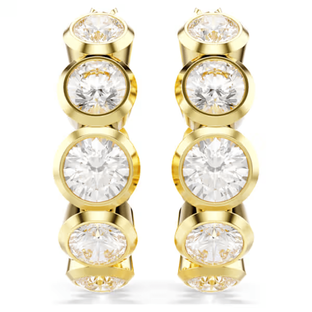 Swarovski Imber Round Hoop Earrings - White/Gold - Swarovski