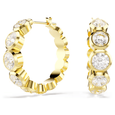 Swarovski Imber Round Hoop Earrings - White/Gold - Swarovski