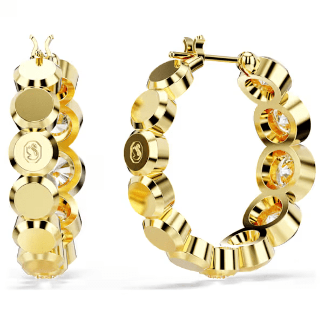 Swarovski Imber Round Hoop Earrings - White/Gold - Swarovski