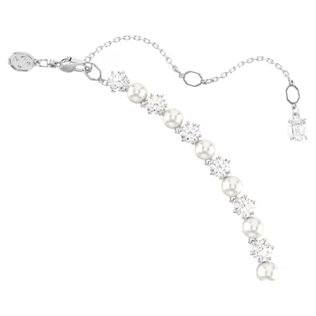 Swarovski Matrix 5mm Tennis Necklace - Crystal/Pearl/Rhodium - Swarovski