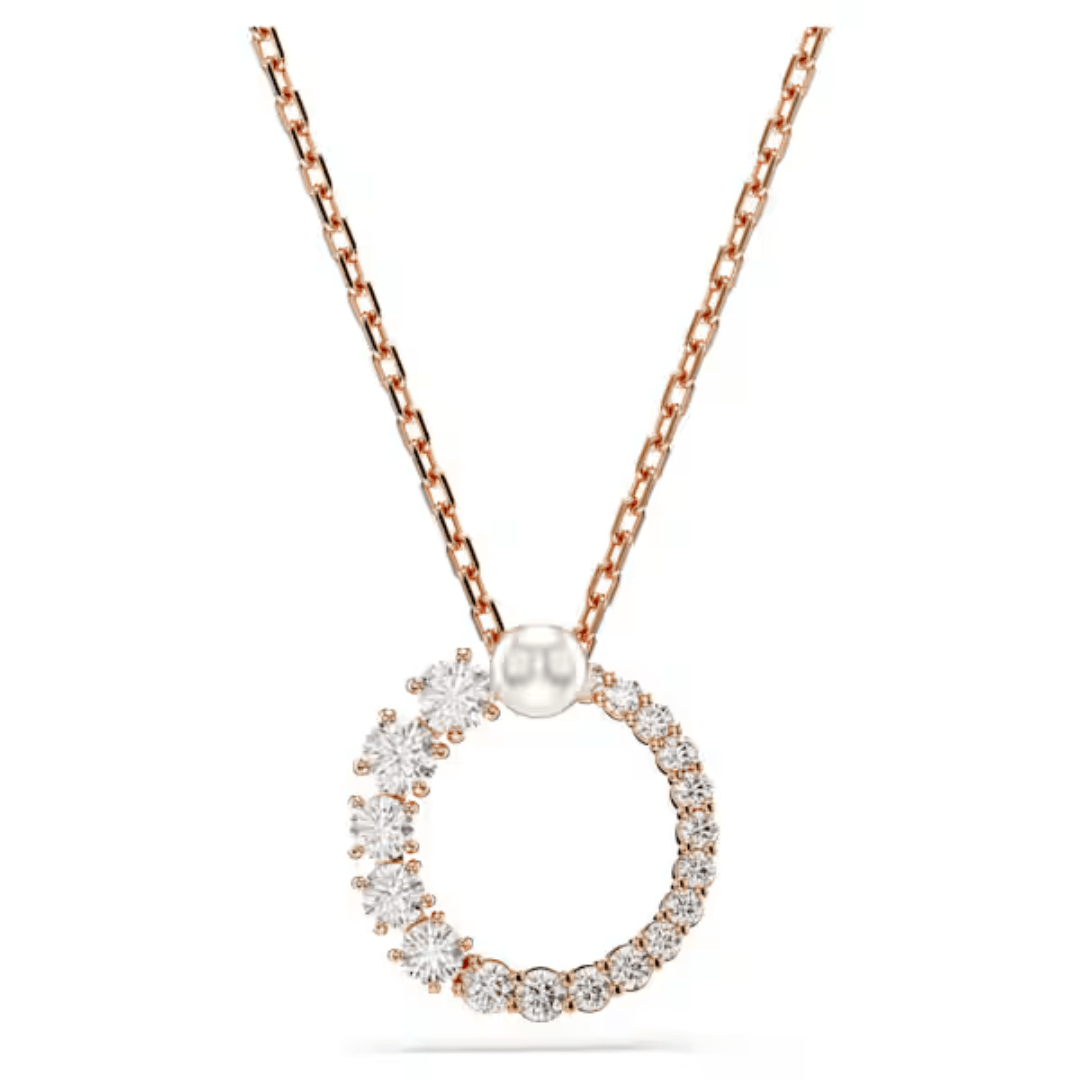 Swarovski Matrix Circle Pendant - Crystal/Pearl/Rose Gold - Swarovski