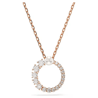 Swarovski Matrix Circle Pendant - Crystal/Pearl/Rose Gold - Swarovski