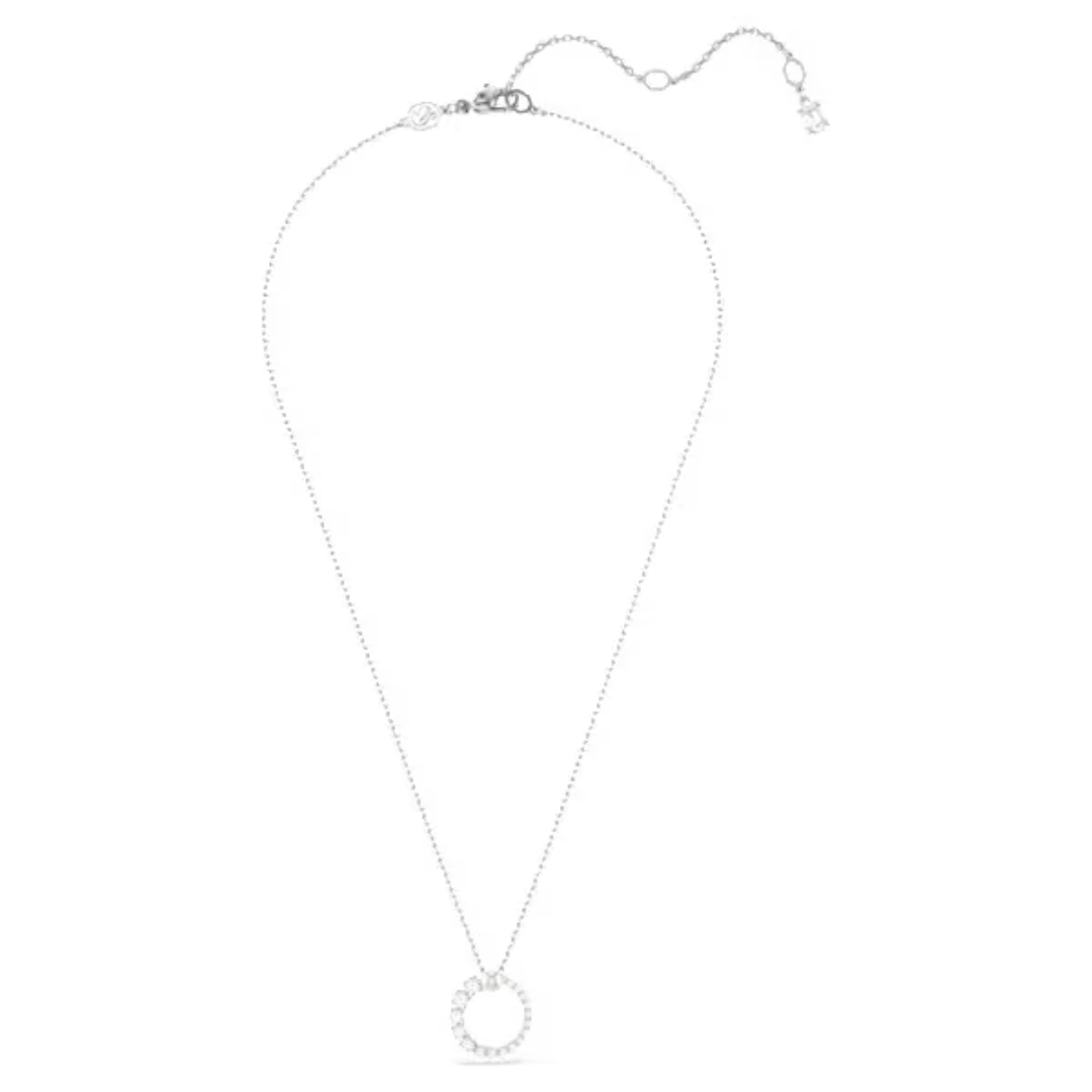 Swarovski Matrix Circle Pendant - Pearl/Crystal/Rhodium - Swarovski