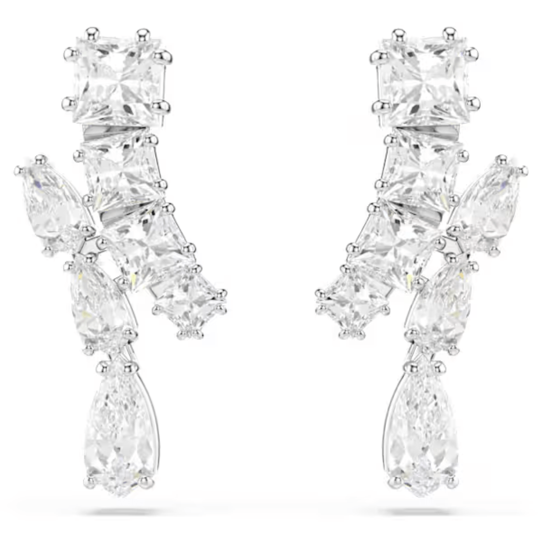 Swarovski Matrix Drop Earrings - White/Rhodium - Swarovski