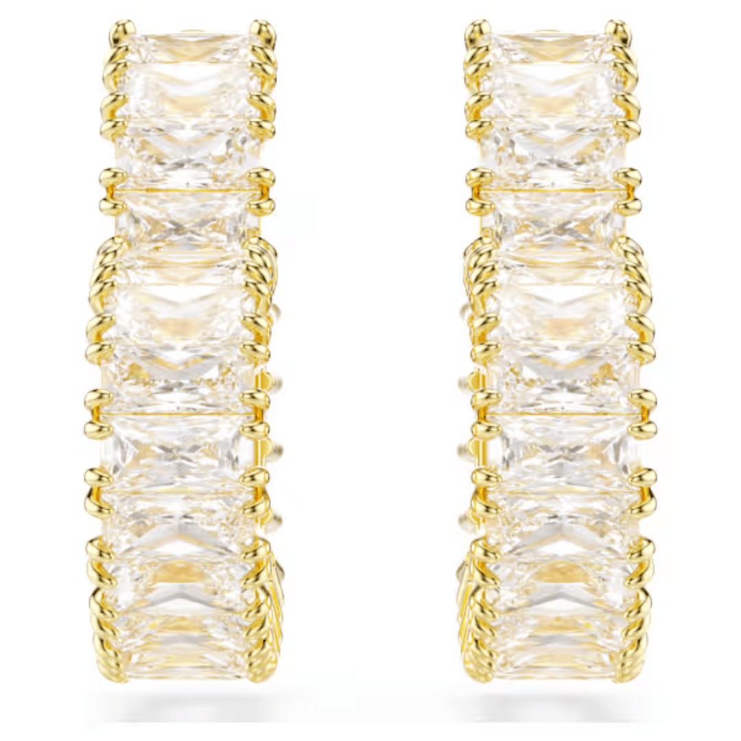 Swarovski Matrix Heart Hoop Earrings - White/Gold - Swarovski