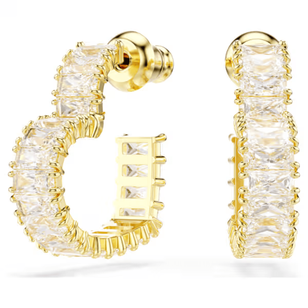 Swarovski Matrix Heart Hoop Earrings - White/Gold - Swarovski