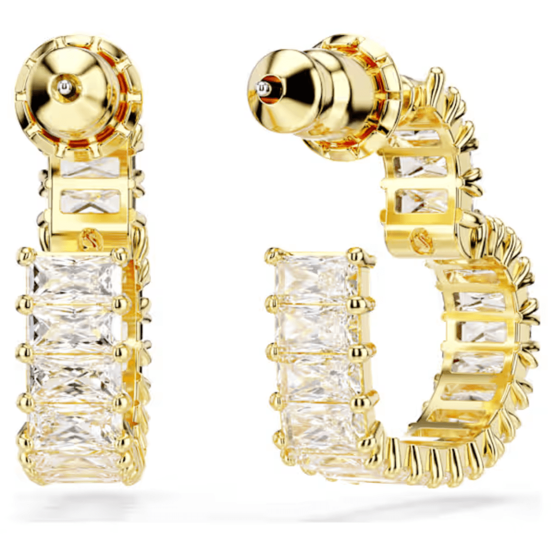 Swarovski Matrix Heart Hoop Earrings - White/Gold - Swarovski