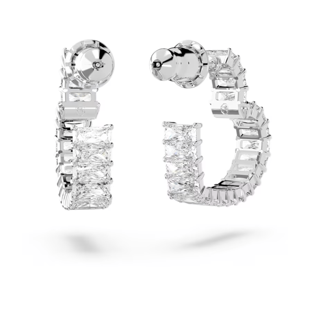 Swarovski Matrix Heart Hoops - Rhodium - Swarovski
