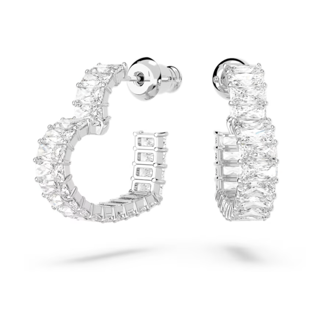 Swarovski Matrix Heart Hoops - Rhodium - Swarovski