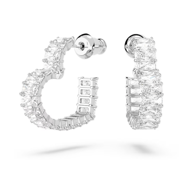 Swarovski Matrix Heart Hoops - Rhodium - Swarovski