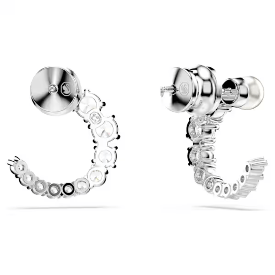 Swarovski Matrix Hoop Earrings - Crystal/Pearl/Rhodium - Swarovski