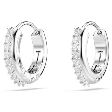 Swarovski Matrix Hoop Earrings - White/Rhodium - Swarovski