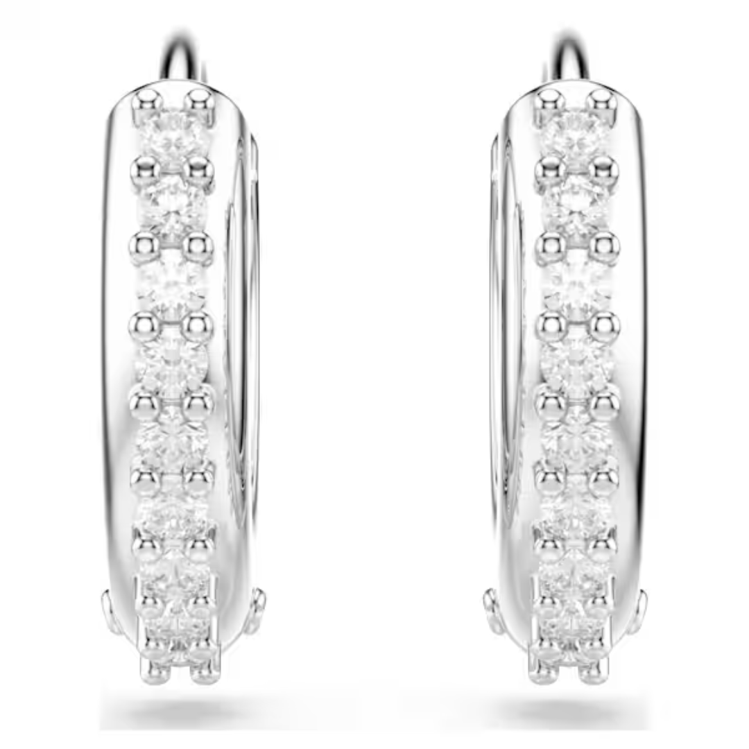 Swarovski Matrix Hoop Earrings - White/Rhodium - Swarovski