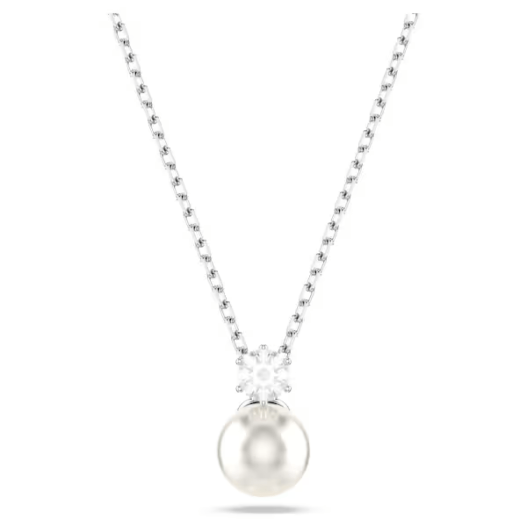 Swarovski Matrix Pendant Necklace - Crystal/Pearl/Rhodium - Swarovski