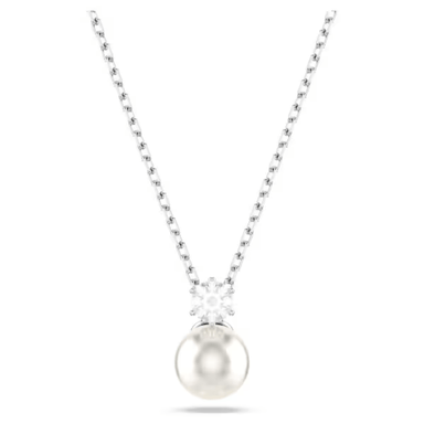 Swarovski Matrix Pendant Necklace - Crystal/Pearl/Rhodium - Swarovski