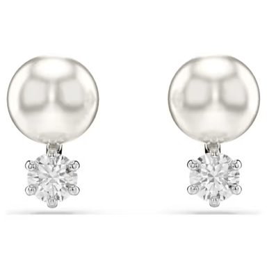 Swarovski Matrix Stud Earrings - Crystal/Pearl/Rhodium - Swarovski