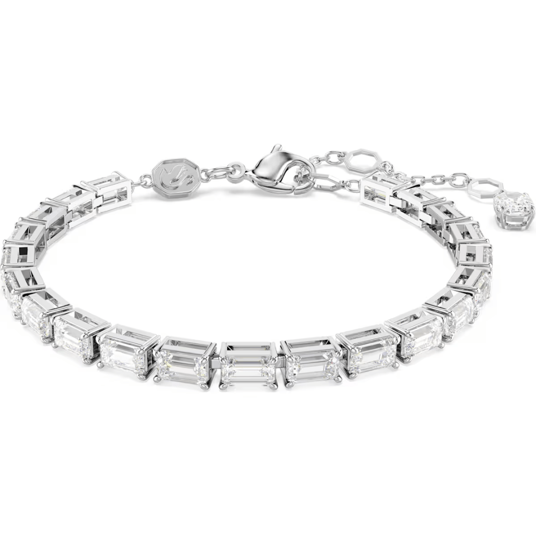 Swarovski Matrix Tennis Bracelet - Baguette Cut - White/Rhodium - Swarovski