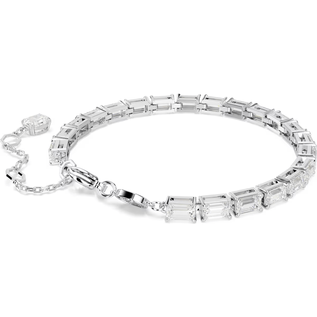 Swarovski Matrix Tennis Bracelet - Baguette Cut - White/Rhodium - Swarovski