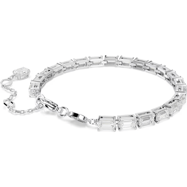 Swarovski Matrix Tennis Bracelet - Baguette Cut - White/Rhodium - Swarovski