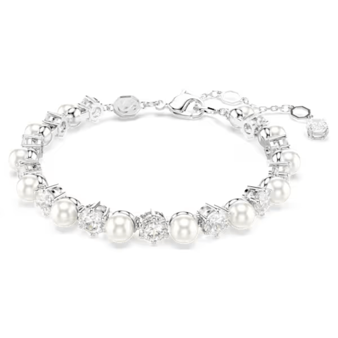Swarovski Matrix Tennis Bracelet - Pearl/Crystal/Rhodium - Swarovski