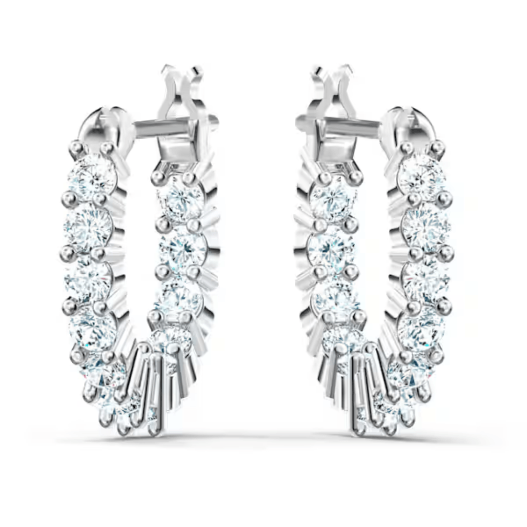 Swarovski Matrix Vittore Hoop Earrings - White/Rhodium - Swarovski