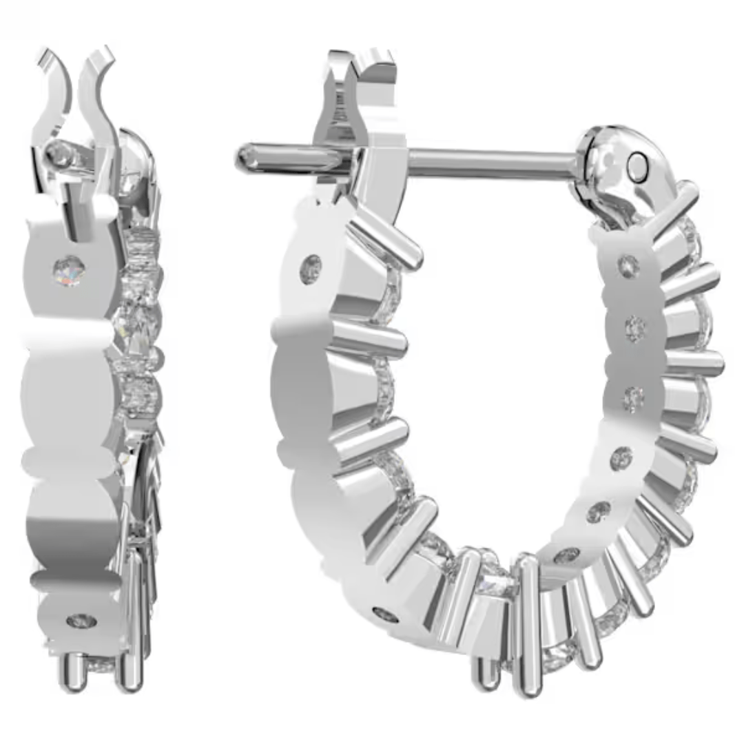 Swarovski Matrix Vittore Hoop Earrings - White/Rhodium - Swarovski