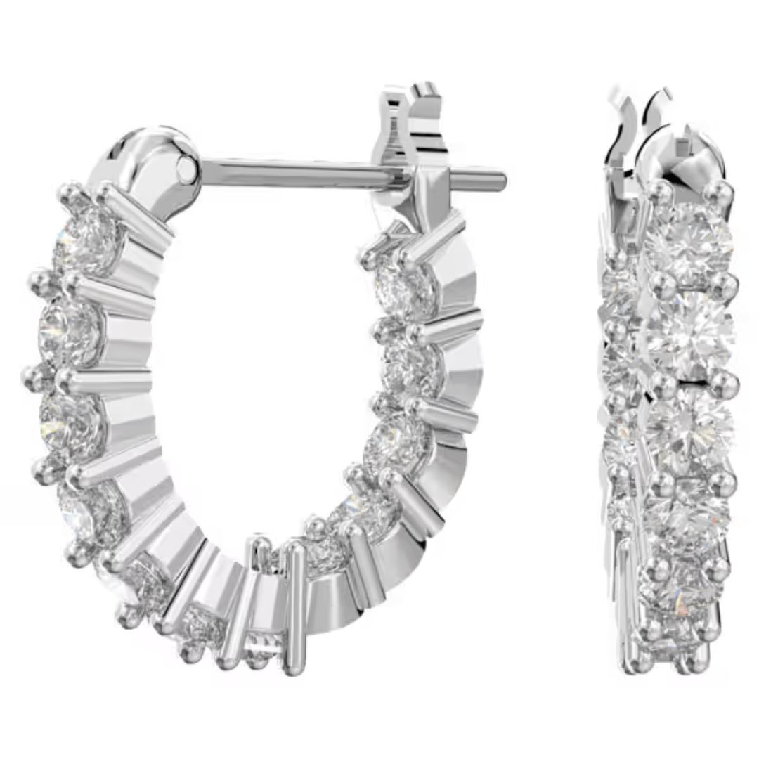 Swarovski Matrix Vittore Hoop Earrings - White/Rhodium - Swarovski