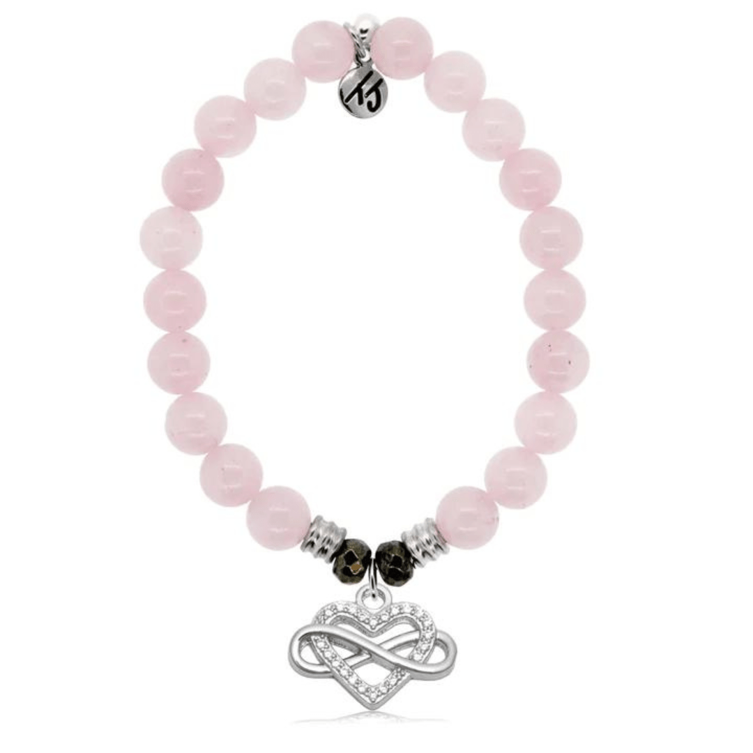 T. Jazelle Infinity Heart Charm Bracelet - Rose Quartz - T. Jazelle