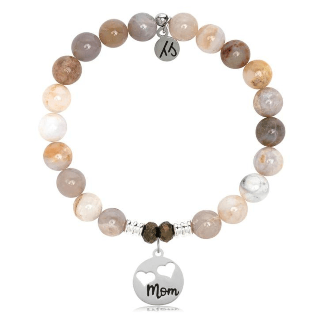 T. Jazelle Mom Hearts Charm Bracelet - Australian Agate - T. Jazelle
