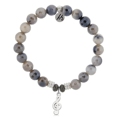 T. Jazelle Music Note Charm Bracelet - Storm Agate - T. Jazelle